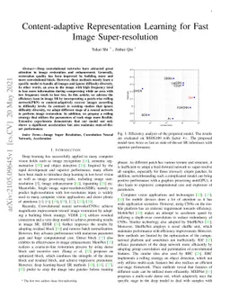 Content-adaptive Representation Learning for Fast Image Super-resolution