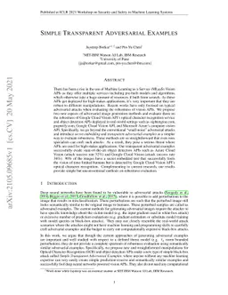 Simple Transparent Adversarial Examples