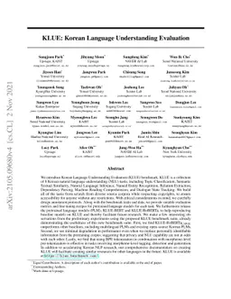 KLUE: Korean Language Understanding Evaluation