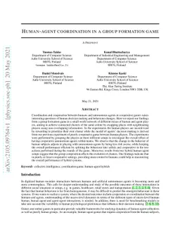 Human-agent coordination in a group formation game