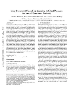 Intra-Document Cascading: Learning to Select Passages for Neural
  Document Ranking