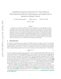 Lookahead Acquisition Functions for Finite-Horizon Time-Dependent
  Bayesian Optimization and Application to Quantum Optimal Control