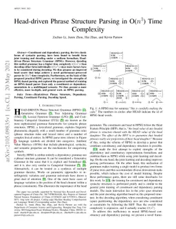 Head-driven Phrase Structure Parsing in O($n^3$) Time Complexity