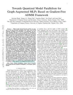 Towards Quantized Model Parallelism for Graph-Augmented MLPs Based on
  Gradient-Free ADMM Framework