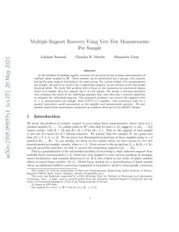 Multiple Support Recovery Using Very Few Measurements Per Sample