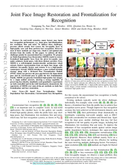 Joint Face Image Restoration and Frontalization for Recognition