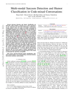 Multi-modal Sarcasm Detection and Humor Classification in Code-mixed
  Conversations