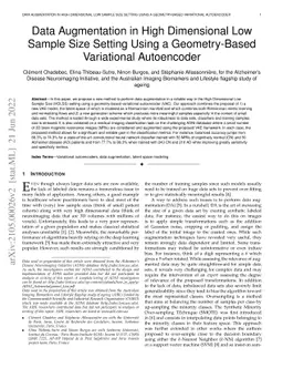 Data Augmentation in High Dimensional Low Sample Size Setting Using a
  Geometry-Based Variational Autoencoder