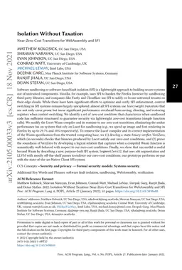 Isolation Without Taxation: Near Zero Cost Transitions for SFI