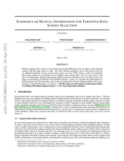 Submodular Mutual Information for Targeted Data Subset Selection