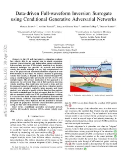 Data-driven Full-waveform Inversion Surrogate using Conditional
  Generative Adversarial Networks