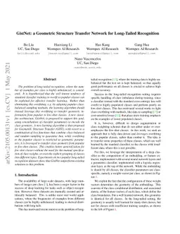 GistNet: a Geometric Structure Transfer Network for Long-Tailed
  Recognition