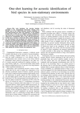 One-shot learning for acoustic identification of bird species in
  non-stationary environments