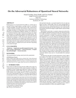 On the Adversarial Robustness of Quantized Neural Networks