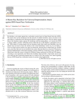 A Master Key Backdoor for Universal Impersonation Attack against
  DNN-based Face Verification