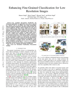 Enhancing Fine-Grained Classification for Low Resolution Images