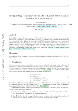 Incorporating Transformer and LSTM to Kalman Filter with EM algorithm
  for state estimation