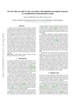 It's not what you said, it's how you said it: discriminative perception
  of speech as a multichannel communication system