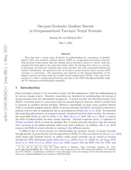 One-pass Stochastic Gradient Descent in Overparametrized Two-layer
  Neural Networks