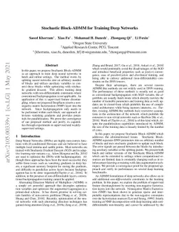 Stochastic Block-ADMM for Training Deep Networks