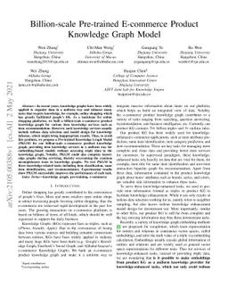 Billion-scale Pre-trained E-commerce Product Knowledge Graph Model