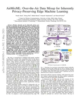 AirMixML: Over-the-Air Data Mixup for Inherently Privacy-Preserving Edge
  Machine Learning