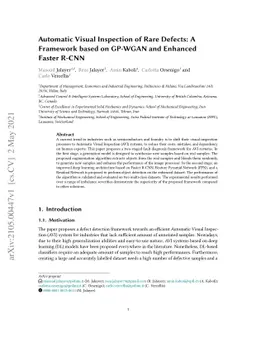 Automatic Visual Inspection of Rare Defects: A Framework based on
  GP-WGAN and Enhanced Faster R-CNN