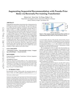 Augmenting Sequential Recommendation with Pseudo-Prior Items via
  Reversely Pre-training Transformer