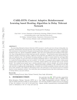 CARL-DTN: Context Adaptive Reinforcement Learning based Routing
  Algorithm in Delay Tolerant Network