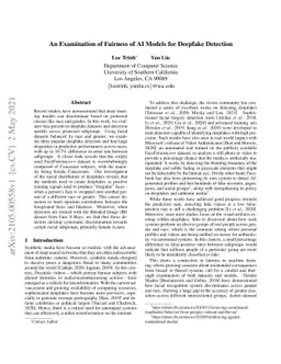 An Examination of Fairness of AI Models for Deepfake Detection