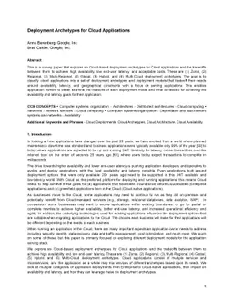 Deployment Archetypes for Cloud Applications