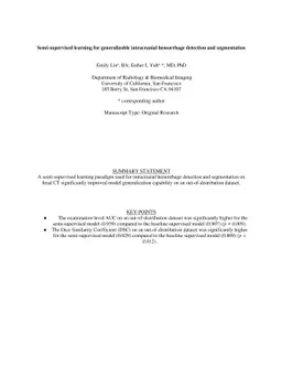 Semi-supervised learning for generalizable intracranial hemorrhage
  detection and segmentation