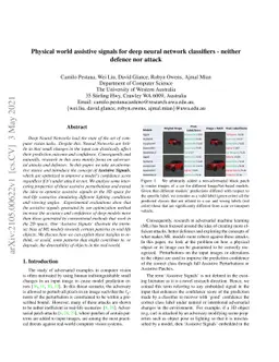 Physical world assistive signals for deep neural network classifiers --
  neither defense nor attack