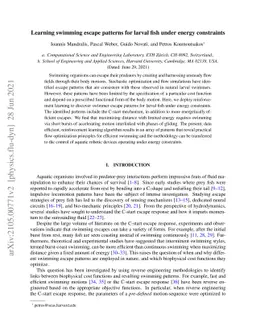 Learning swimming escape patterns for larval fish under energy
  constraints