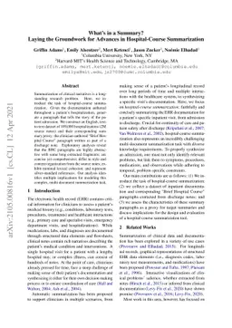 What's in a Summary? Laying the Groundwork for Advances in
  Hospital-Course Summarization