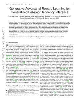 Generative Adversarial Reward Learning for Generalized Behavior Tendency
  Inference