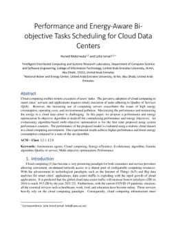 Performance and Energy-Aware Bi-objective Tasks Scheduling for Cloud
  Data Centers