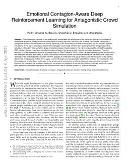 Emotional Contagion-Aware Deep Reinforcement Learning for Antagonistic
  Crowd Simulation
