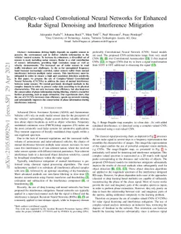 Complex-valued Convolutional Neural Networks for Enhanced Radar Signal
  Denoising and Interference Mitigation