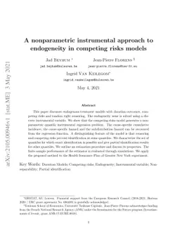 A nonparametric instrumental approach to endogeneity in competing risks
  models