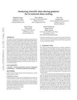 Analyzing scientific data sharing patterns for in-network data caching