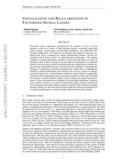 Initialization and Regularization of Factorized Neural Layers