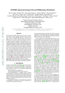 SUPERB: Speech processing Universal PERformance Benchmark