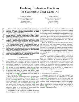 Evolving Evaluation Functions for Collectible Card Game AI