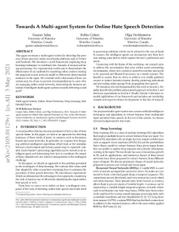 Towards A Multi-agent System for Online Hate Speech Detection