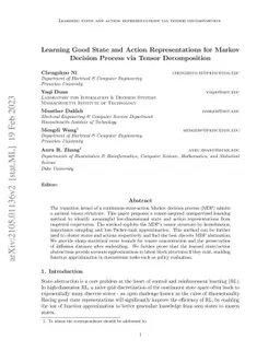 Learning Good State and Action Representations via Tensor Decomposition