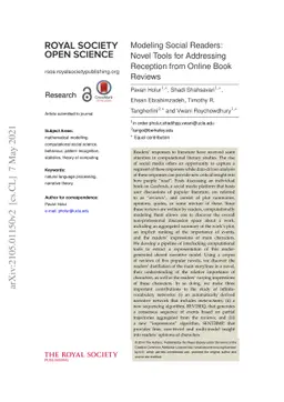 Modeling Social Readers: Novel Tools for Addressing Reception from
  Online Book Reviews