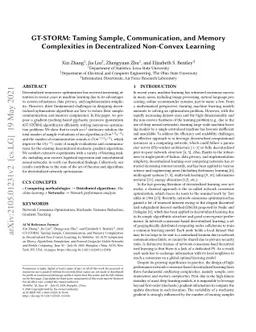 GT-STORM: Taming Sample, Communication, and Memory Complexities in
  Decentralized Non-Convex Learning