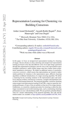 Representation Learning for Clustering via Building Consensus