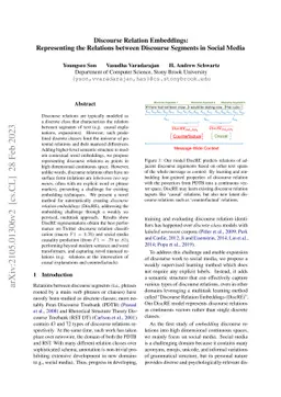 Discourse Relation Embeddings: Representing the Relations between
  Discourse Segments in Social Media